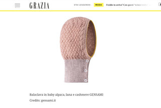 Balaclava in punto canestro in cashmere baby alpaca e seta in Grazia Italia
