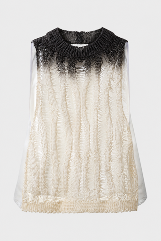Laddered silk knit top