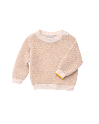 Wave-stitch baby boy long-sleeved crewneck