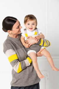 Bee stitch shorts with striped suspenders
