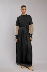 Tulle sleeve tailored sweater