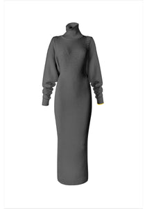 Long dress with corset stitching and braids