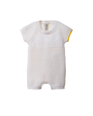 Textured crochet short romper