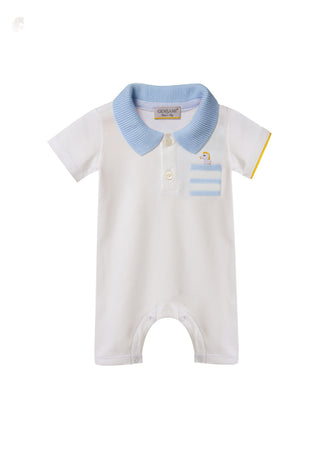 Seahorse short jersey romper with knitted details