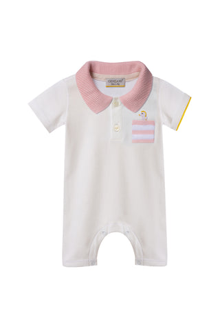 Seahorse short jersey romper with knitted details