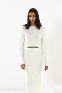 Rib-mix knit crop top