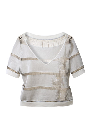 Gradient striped V-neck
