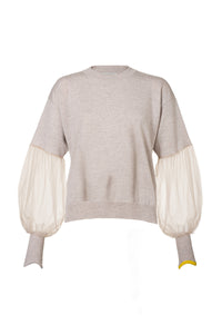 Tulle sleeve tailored sweater