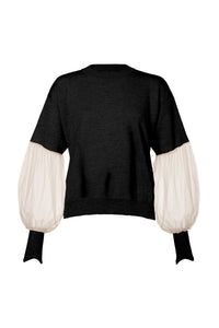 Tulle sleeve tailored sweater