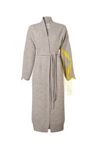 Maxi cardigan with floating threads