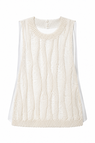 Laddered silk knit top