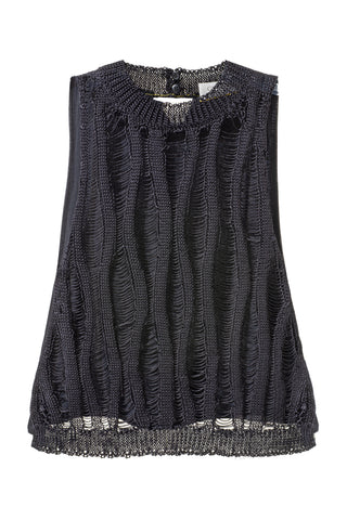 Laddered silk knit top