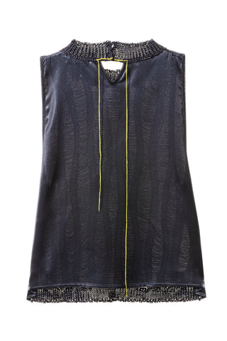 Laddered silk knit top