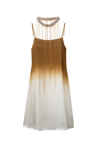 Liquid metal short Dress with Jewel collar