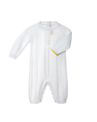Openwork-stitch long romper