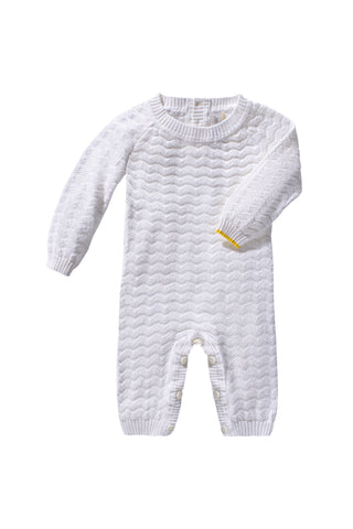 Wave-stitch baby boy long romper