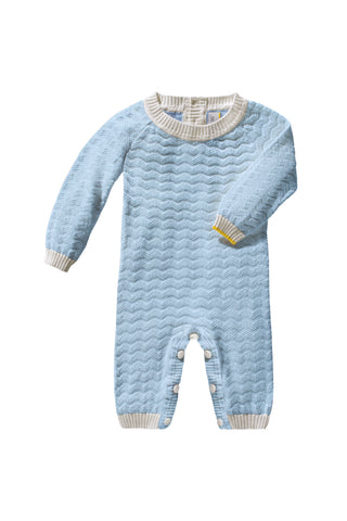Wave-stitch baby boy long romper