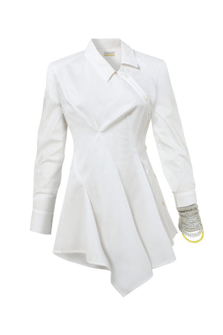 Sculpted shirt with with crystal flow knitted jewel