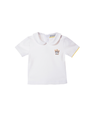 Cotton shirt with knitted crown patch