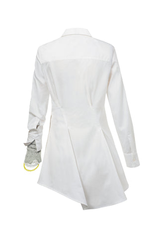 Sculpted shirt with with crystal flow knitted jewel
