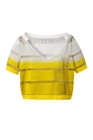 Gradient striped V-neck