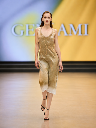Liquid Metal Dress with Jewel collar