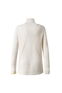 Knitted turtleneck with diagonal ribbed pattern