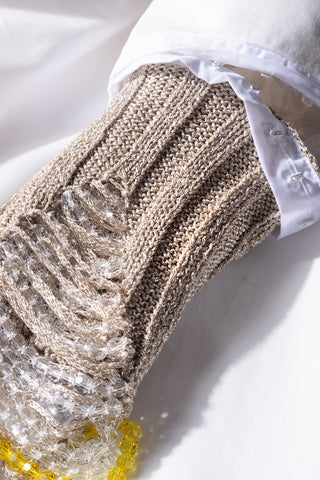Sculpted shirt with with crystal flow knitted jewel