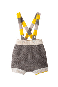 Honeycomb-knit suspender pants