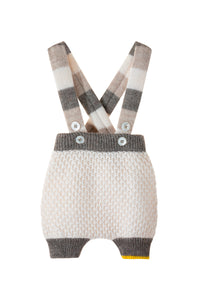 Honeycomb-knit suspender pants