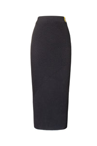 Mix ribbed knitted midi skirt