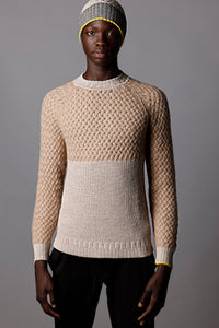 Miacanto sweater with basket stitch and ribs taupe