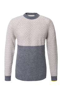 Miacanto sweater with basket stitch and ribs grey