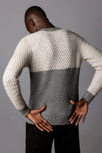 Miacanto sweater with basket stitch and ribs grey